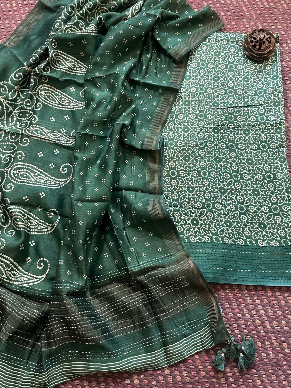 Premium Maheshwari Silk Unstitched Set